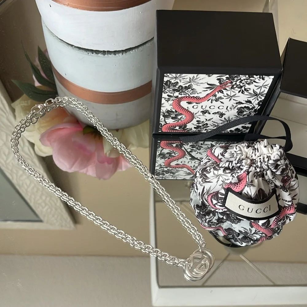 New Authentic GUCCI 952 sterling Silver 18”Necklace - Picture 3 of 7